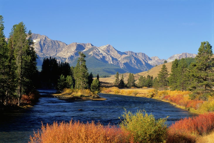 Salmon River, Idaho Views of the Salmon River and mountains against a bluebird sky from Idaho's Salmon River Trail.