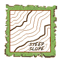 steep slope on topo map