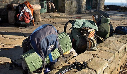 Packs outside Mountain Crossings