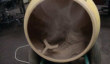GL Boots 445 1 19862 Boots were thrashed in a cement mixer filled with rocks and sticks.
