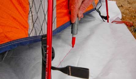 Trace around the tent perimeter, holding your waterproof marker vertically.