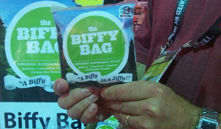 The Biffy Bag is a new wag bag system with a portable toilet