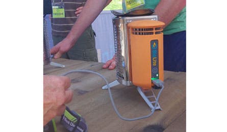 BioLite-with-charger 445x260 38073 BioLite CampStove, which uses flames to charge gadgets