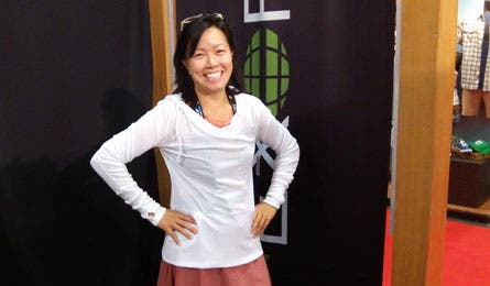 Ex-Officio-Lumen-Hoodie 445x260 38086 Lisa modeling the Ex Officio Lumen Hoodie jacket