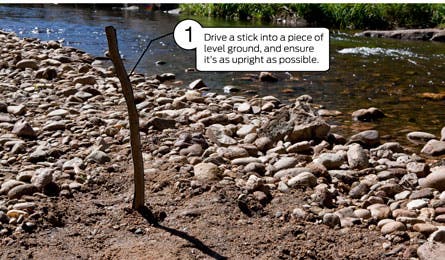 A three foot stick will provide enough of a shadow to effectively use this technique. Level ground and a straight stick also ensure better accuracy.…