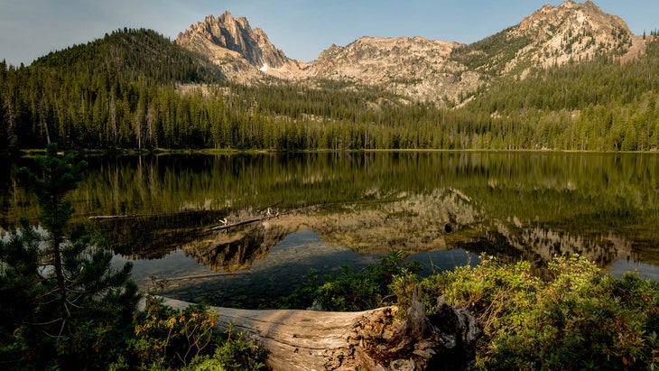 Tote Bag of Sandy beach on Redfish Lake in a valley north of Sun