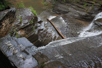 As you climb past the fourth waterfall, notice how deep the gorge gets. None