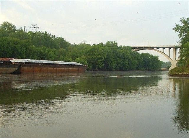 Barges on the river None