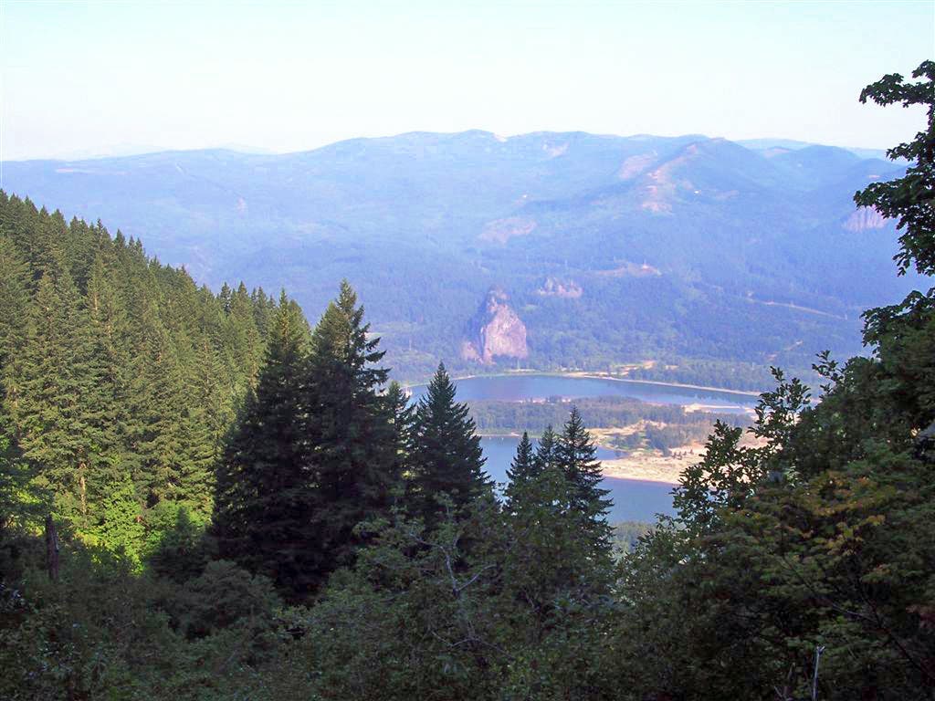 Beacon Rock across the Columbia River Gorge None