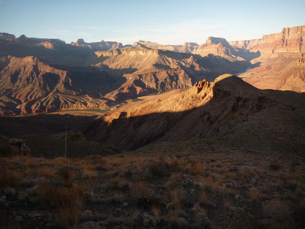 Big Views of the greater Tanner Trail area. The greater Tanner Trail area of Grand Canyon National park bathes in a mixture of sun and shade.
