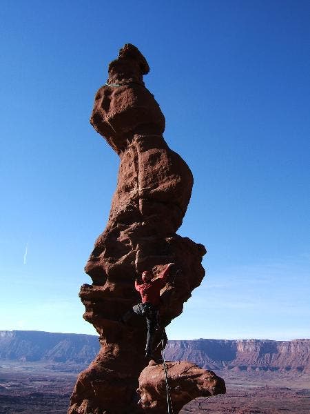 Climb 2 John Harlin leads the route.