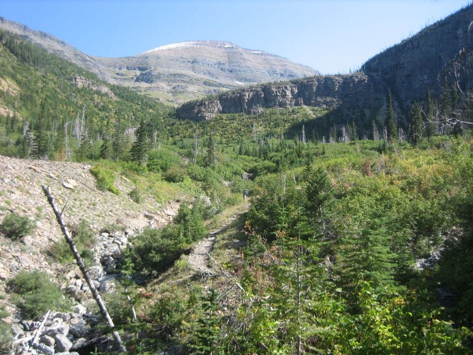 Climb toward Brown Pass.