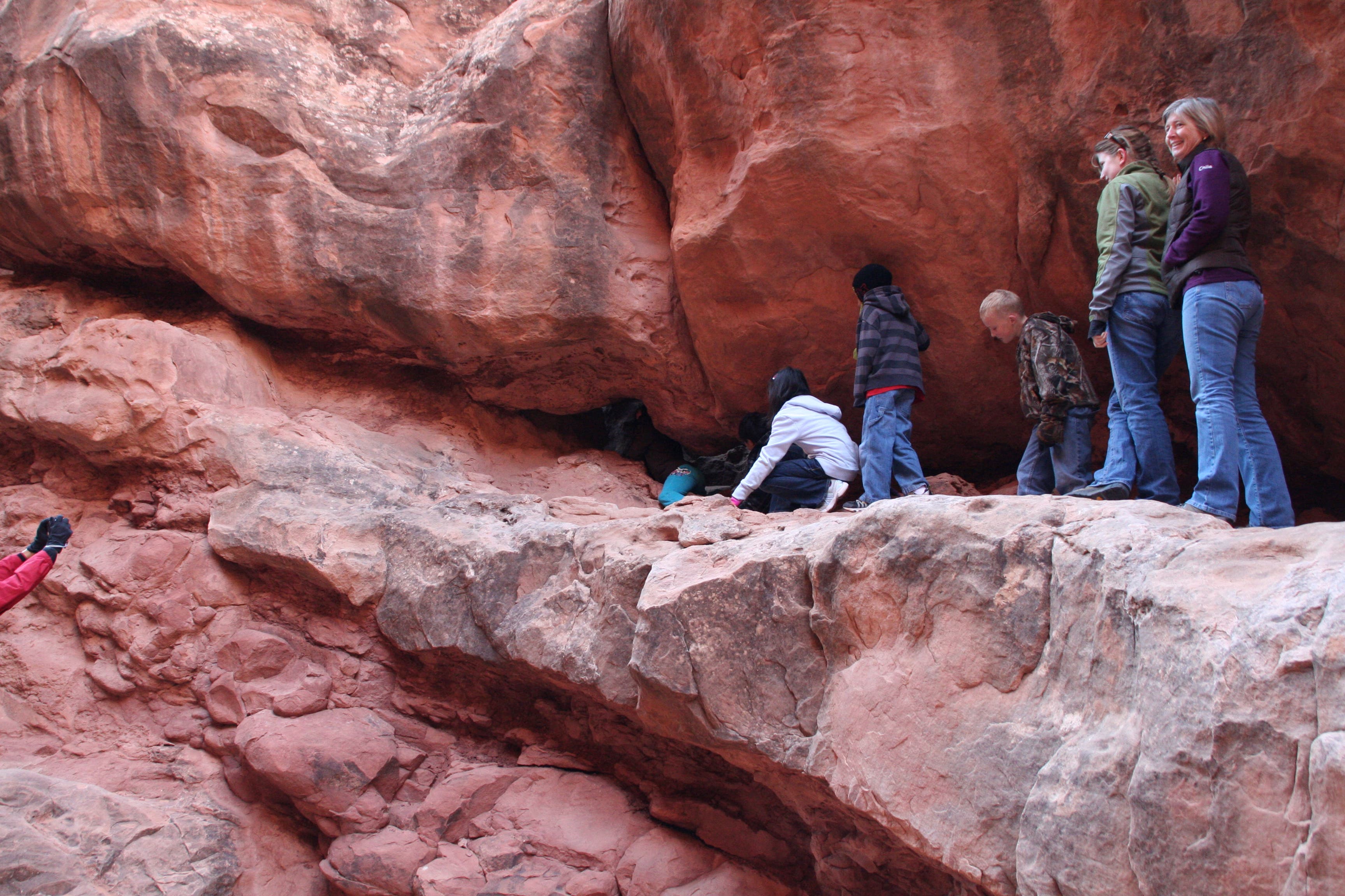 Climbing between the rocks None