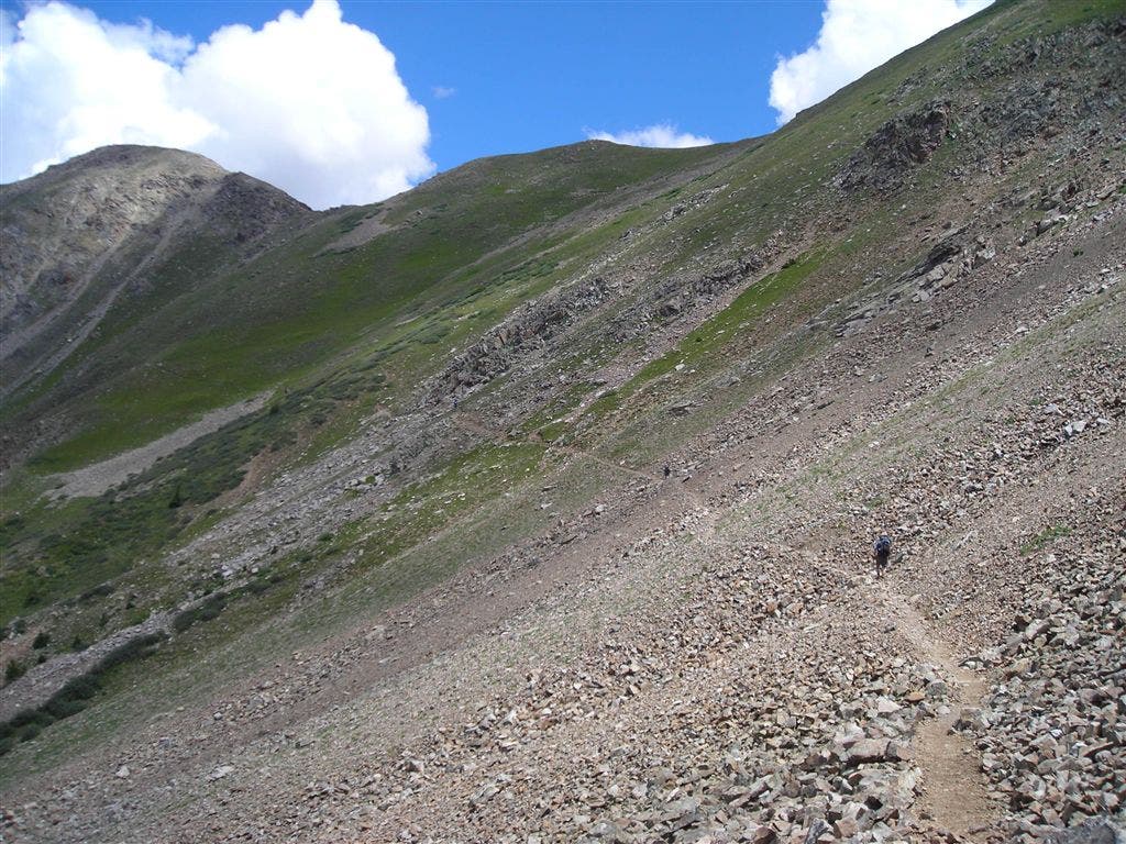 Cutting across talus slope None
