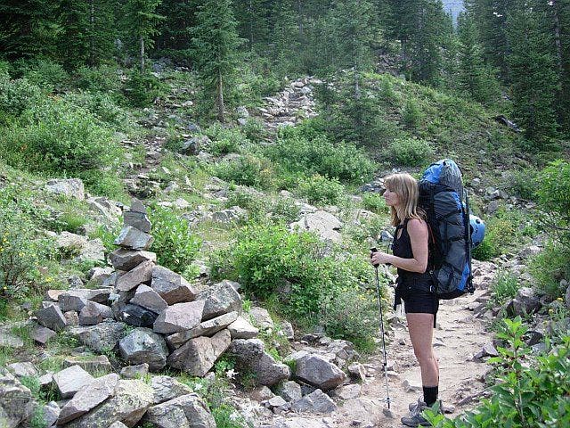 Heading southwest on the trail None