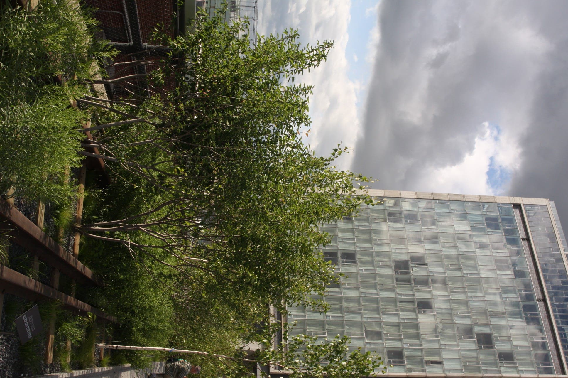High Line passes beneath the first of two buildings None