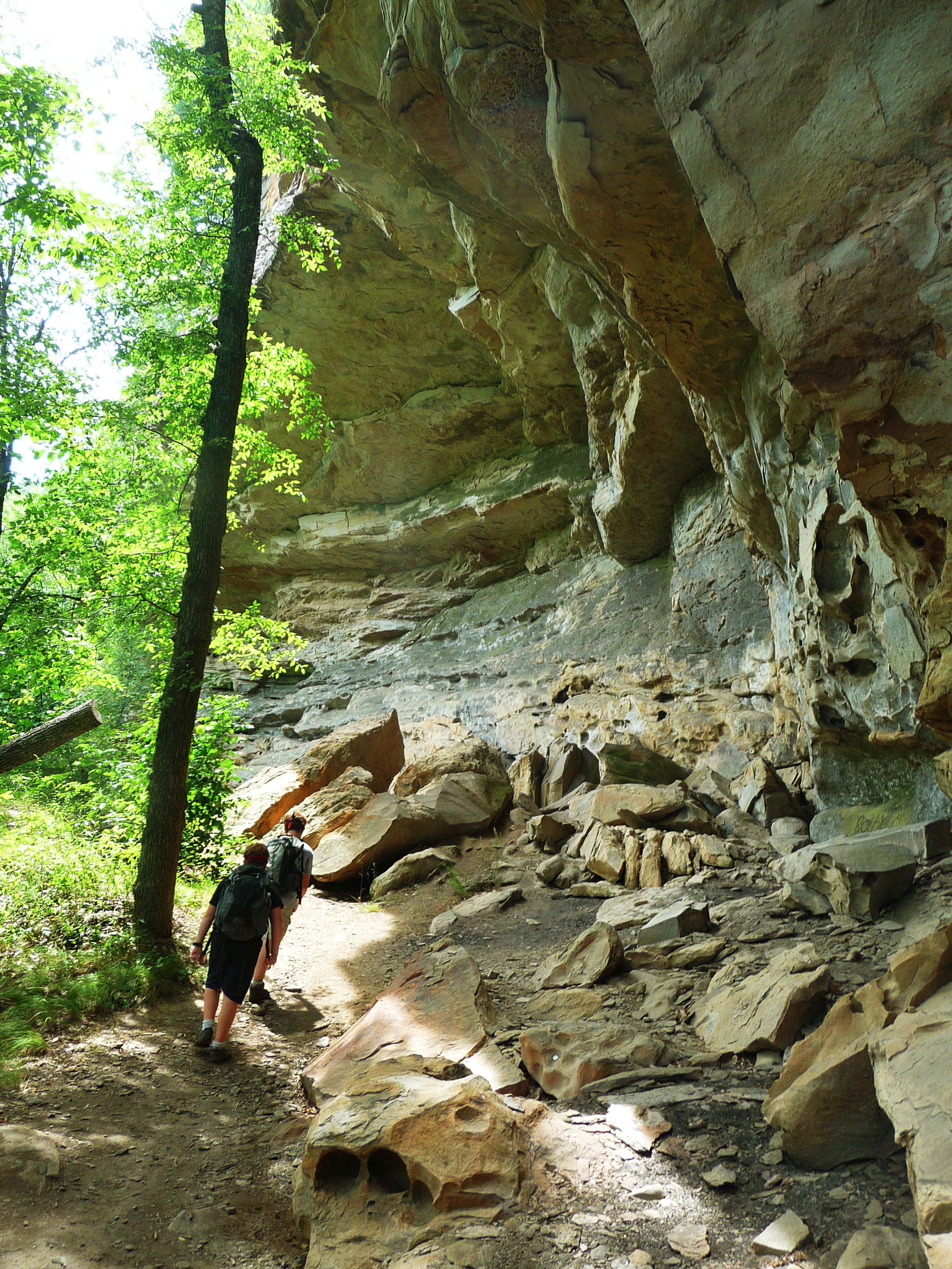 Hiking along rocky cliffs None