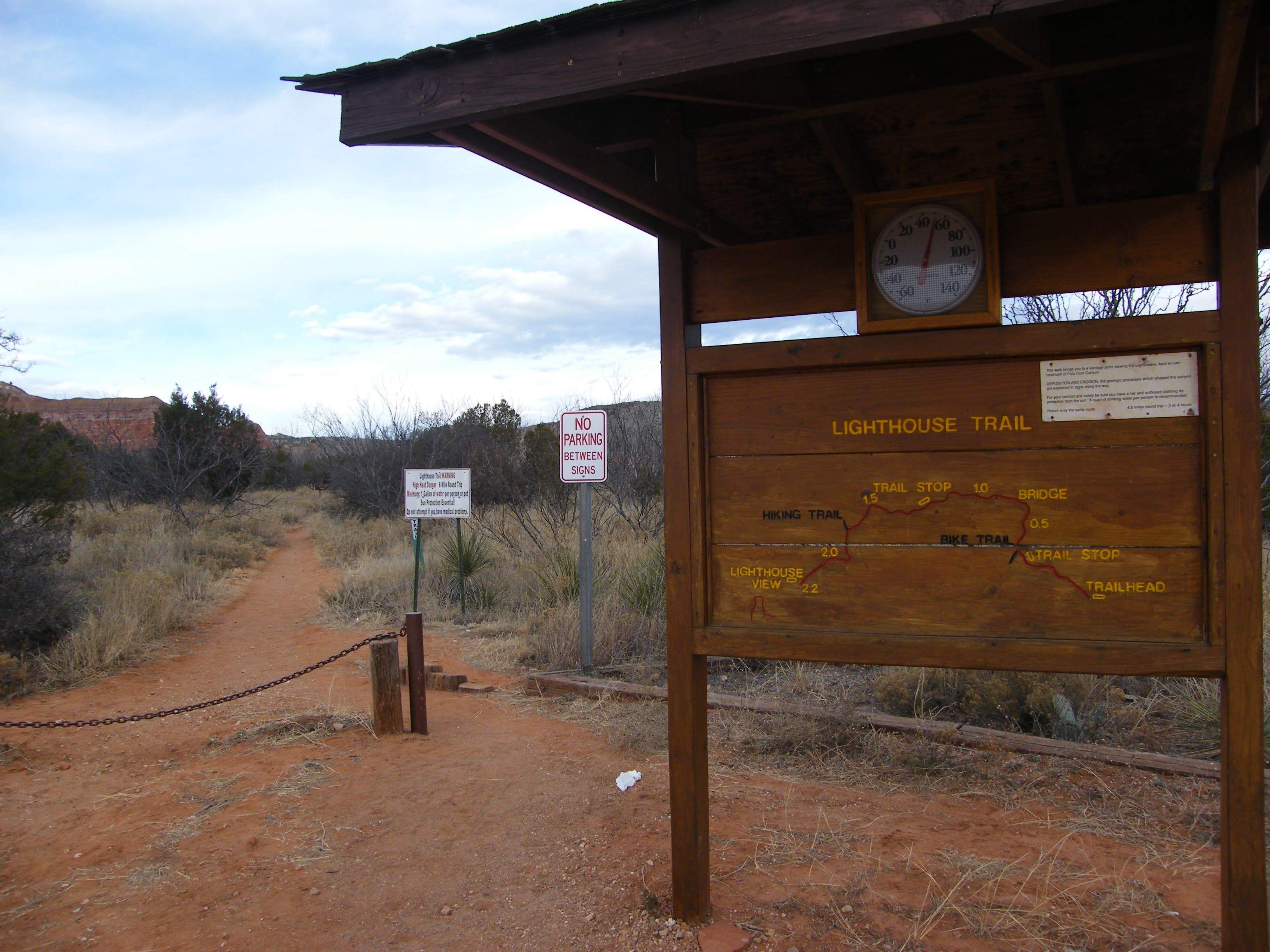 Info kiosk at trail head None