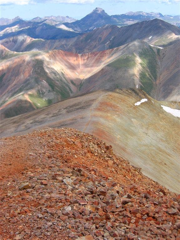 Looking north down the slopes of Redcloud Peak None