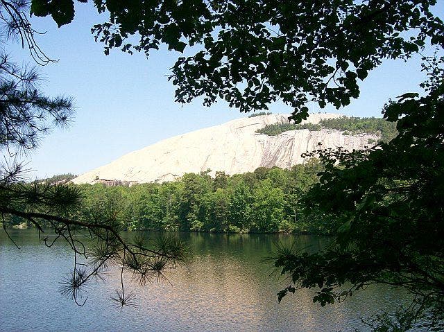 Mountain view over lake None