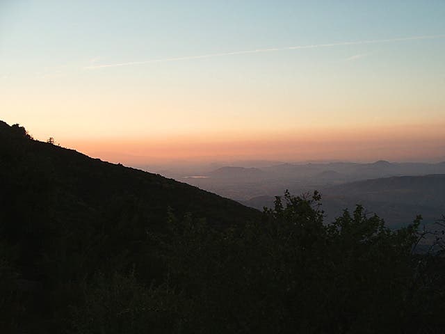 Northwest view to Temecula through the dying rays of a hazy sunset None