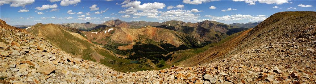 Panoramas from a rocky saddle None