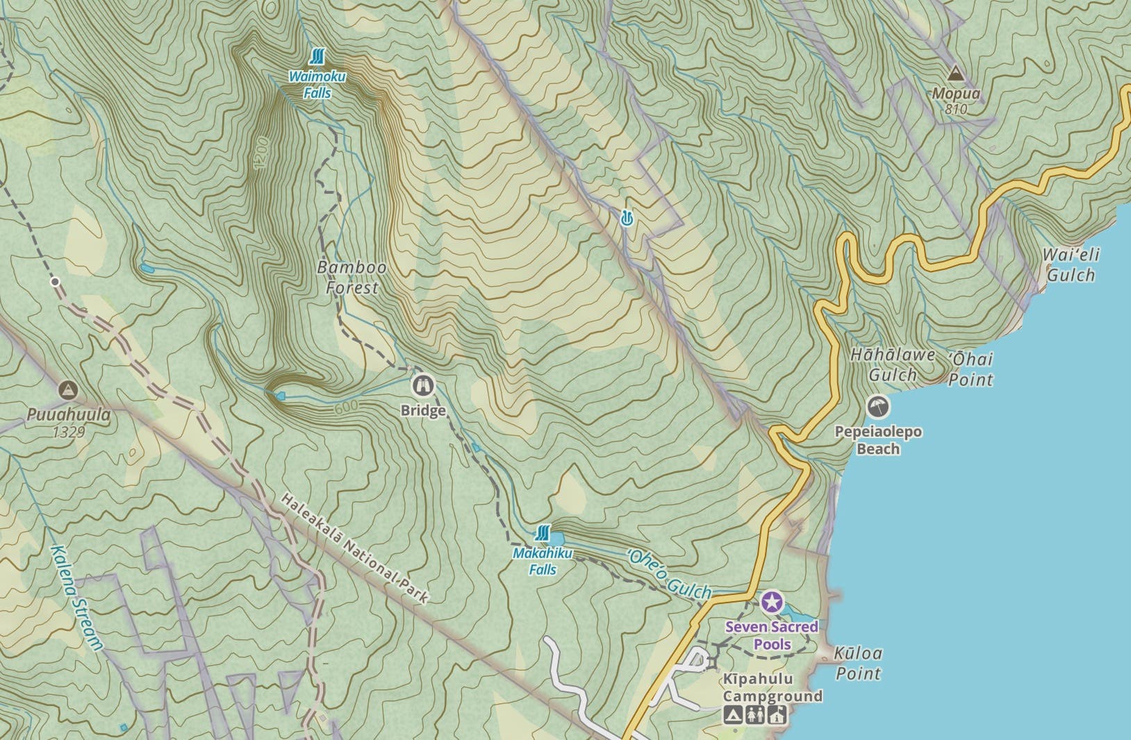pipiwai trail on gaia GPS map