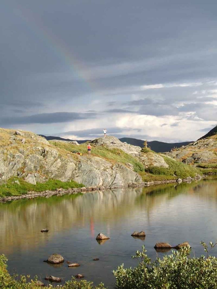 Rainbow over unnamed lake None