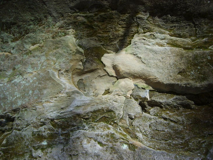 Rock outcropping look like faces None