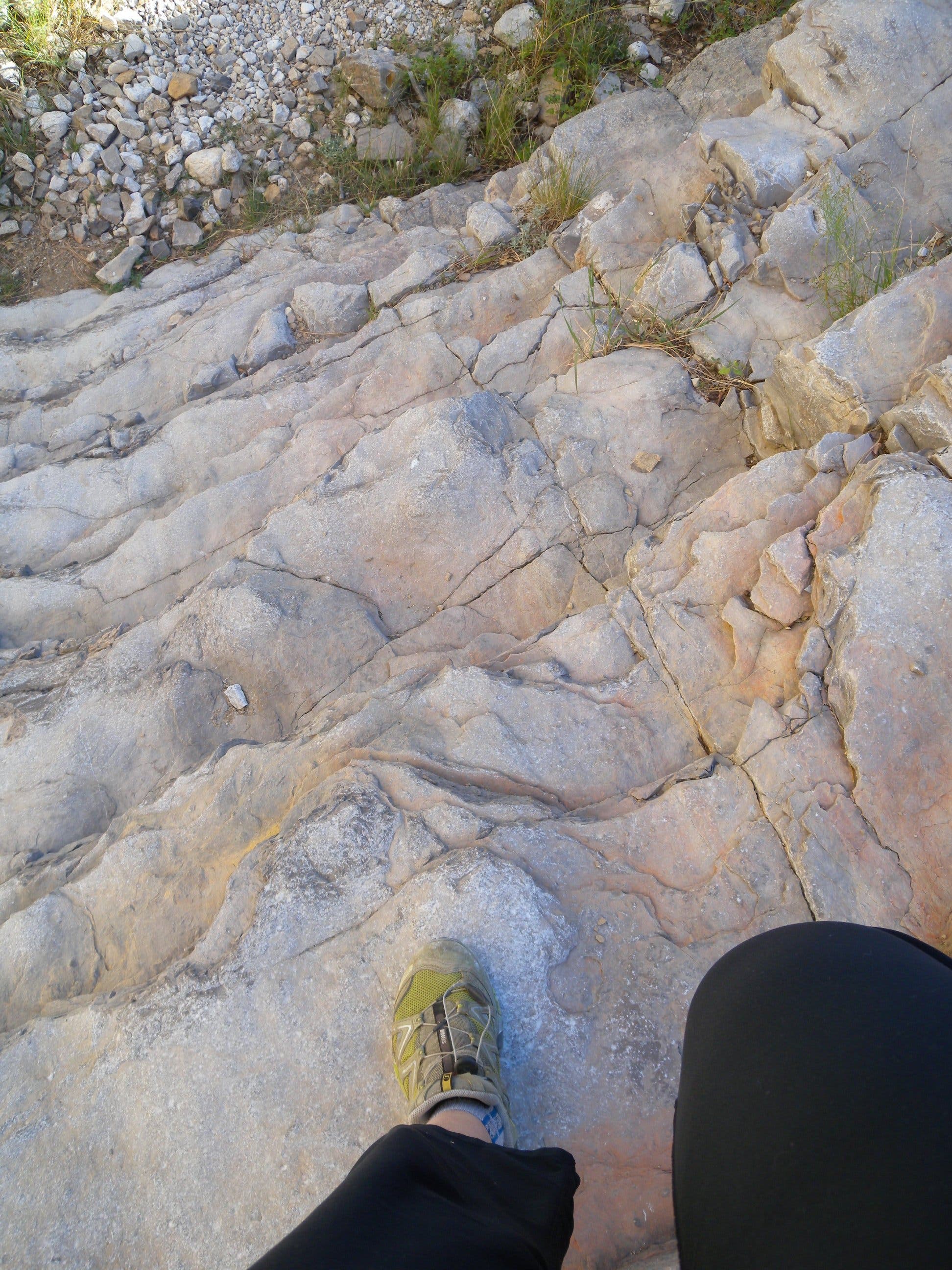 Climb 50 feet of sedimentary stairs on the way up to Devil's Hall. Sedimentary stone staircase on the climb up to Devil's Hall.