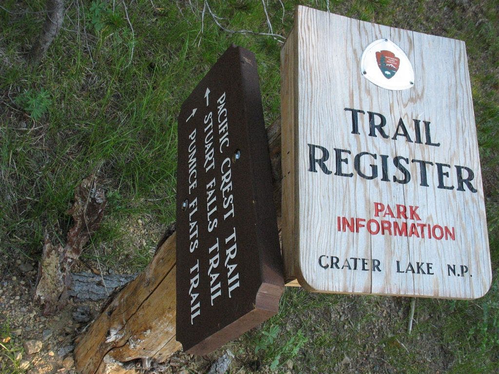 Trail register at Pumice Flats None