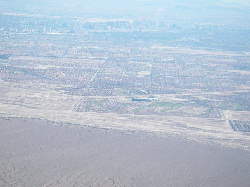 Vegas on an extremely bright and hazy day None