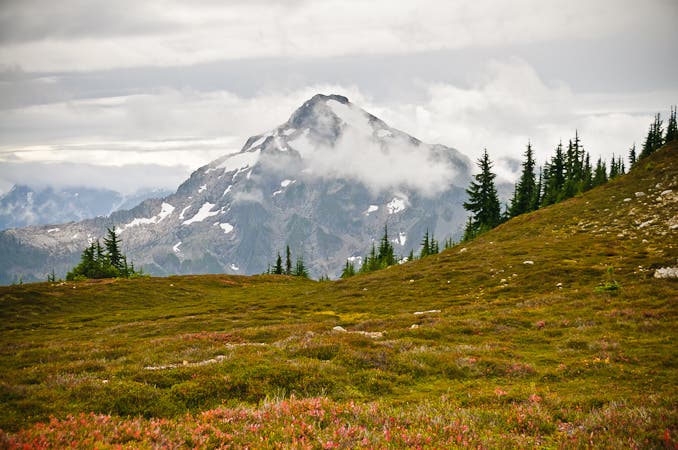 Mountain views from across a meadow atop Copper Ridge.