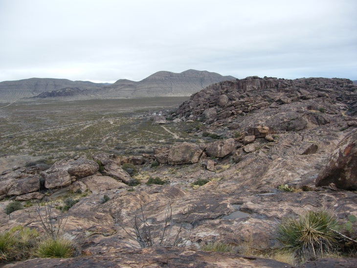 View of camping area. None