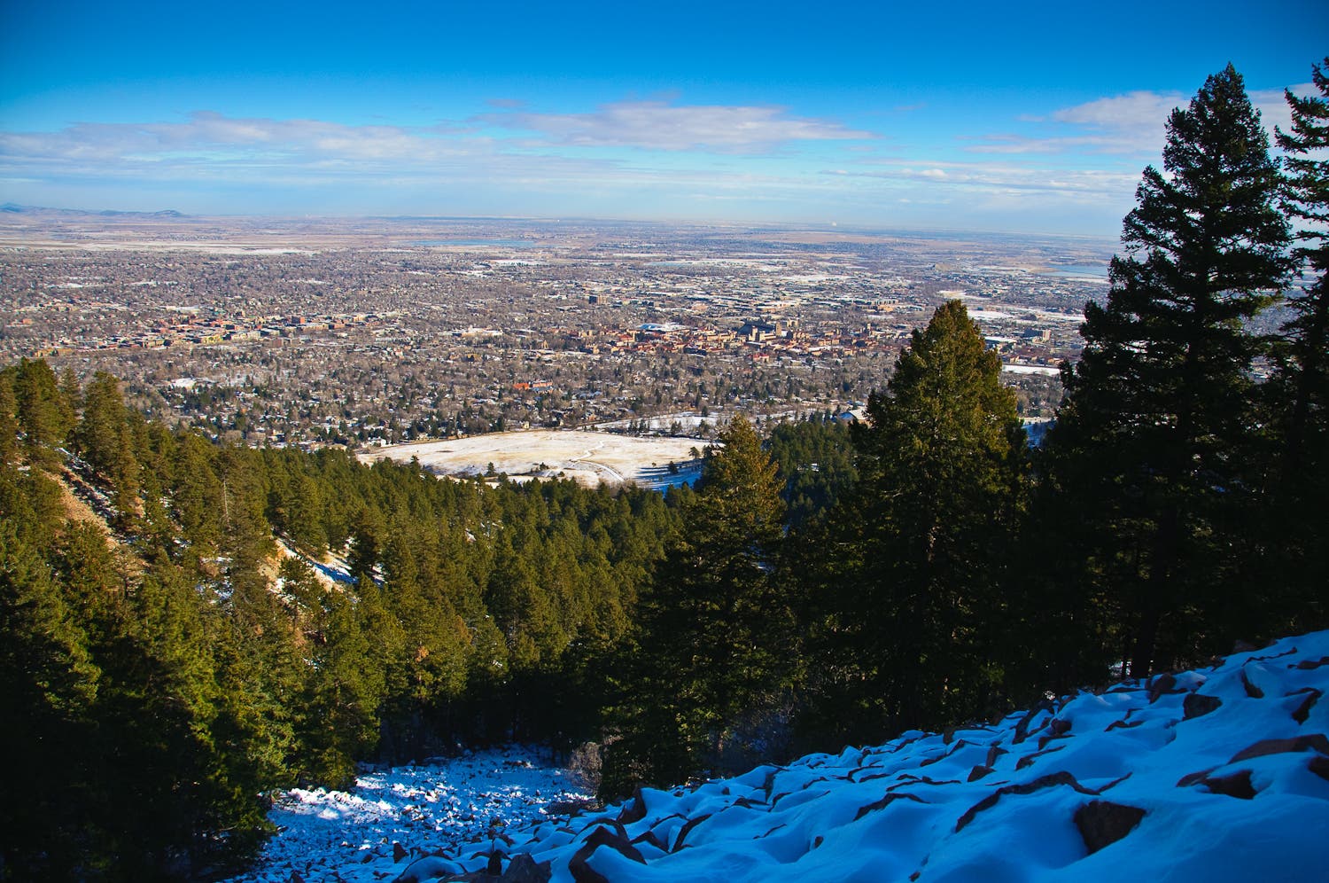 The trail opens up to beautiful views of Boulder. 