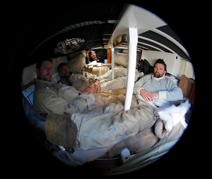 below decks Conditions below deck on the Alexandra Shackleton were cramped.