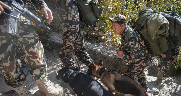 Nepali soliders, near the Namaste teahouse