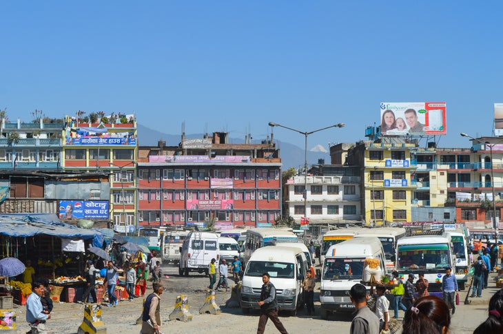 On the Road from Kathmandu busy Kathmandu