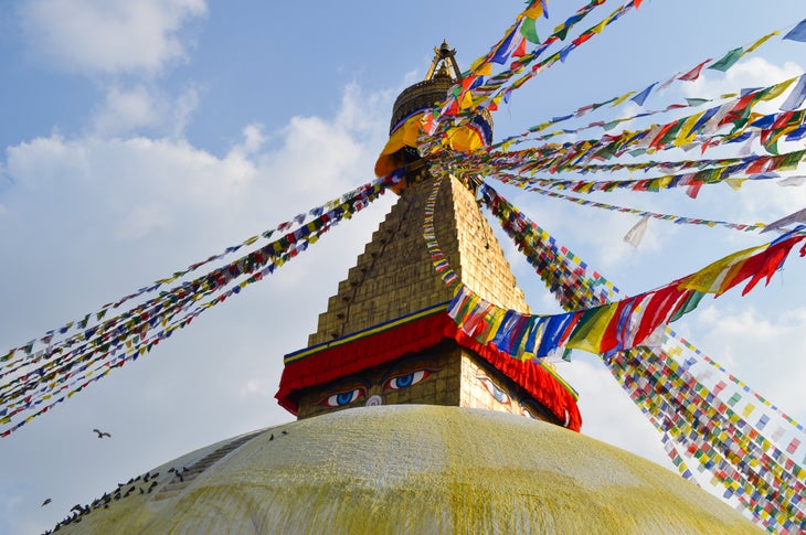 Prayer Flags Nepal's Boudhanath Stupa - holy site