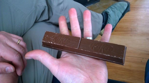 Kit Kat King-sized Canadian Kit Kat bars kept us fueled up.