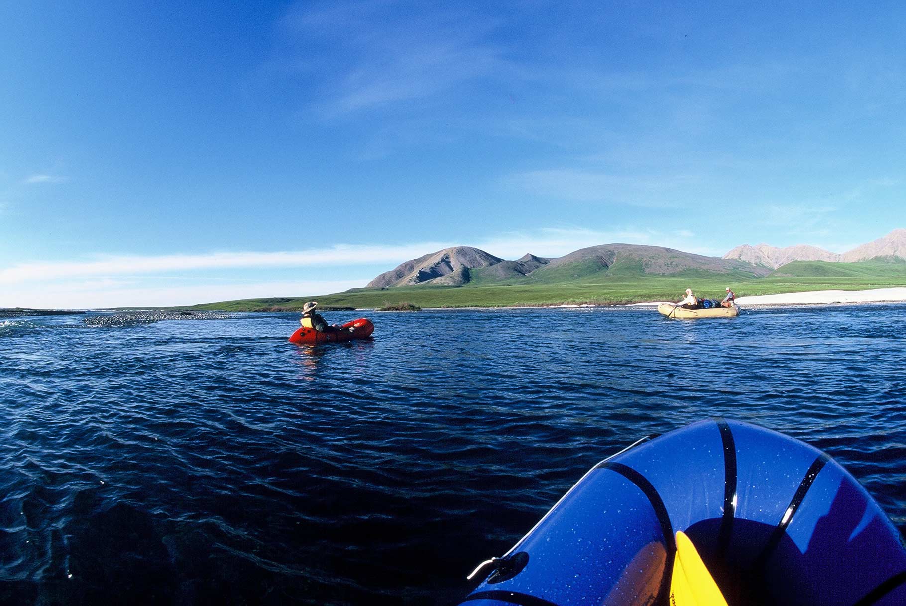 Besides their 4-person raft, the team brought two pack rafts to paddle.  “They were fun to paddle and explore alternate channels that braided along…