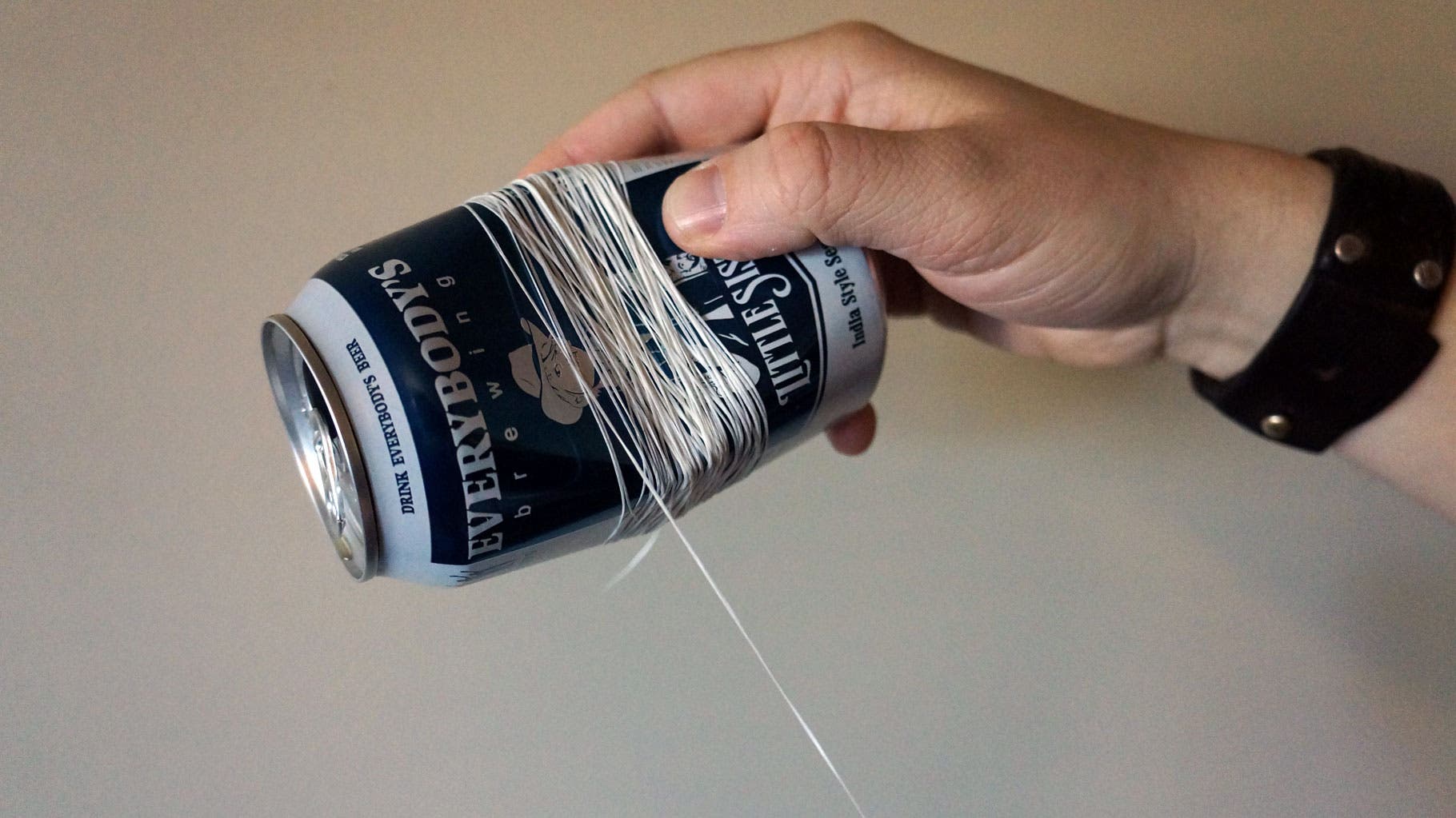Soda Can Survival: Step 3 Secure your line to the middle of the soda can with a half hitch or a few fishermen’s bends, and begin wrapping it around the middle to make your…