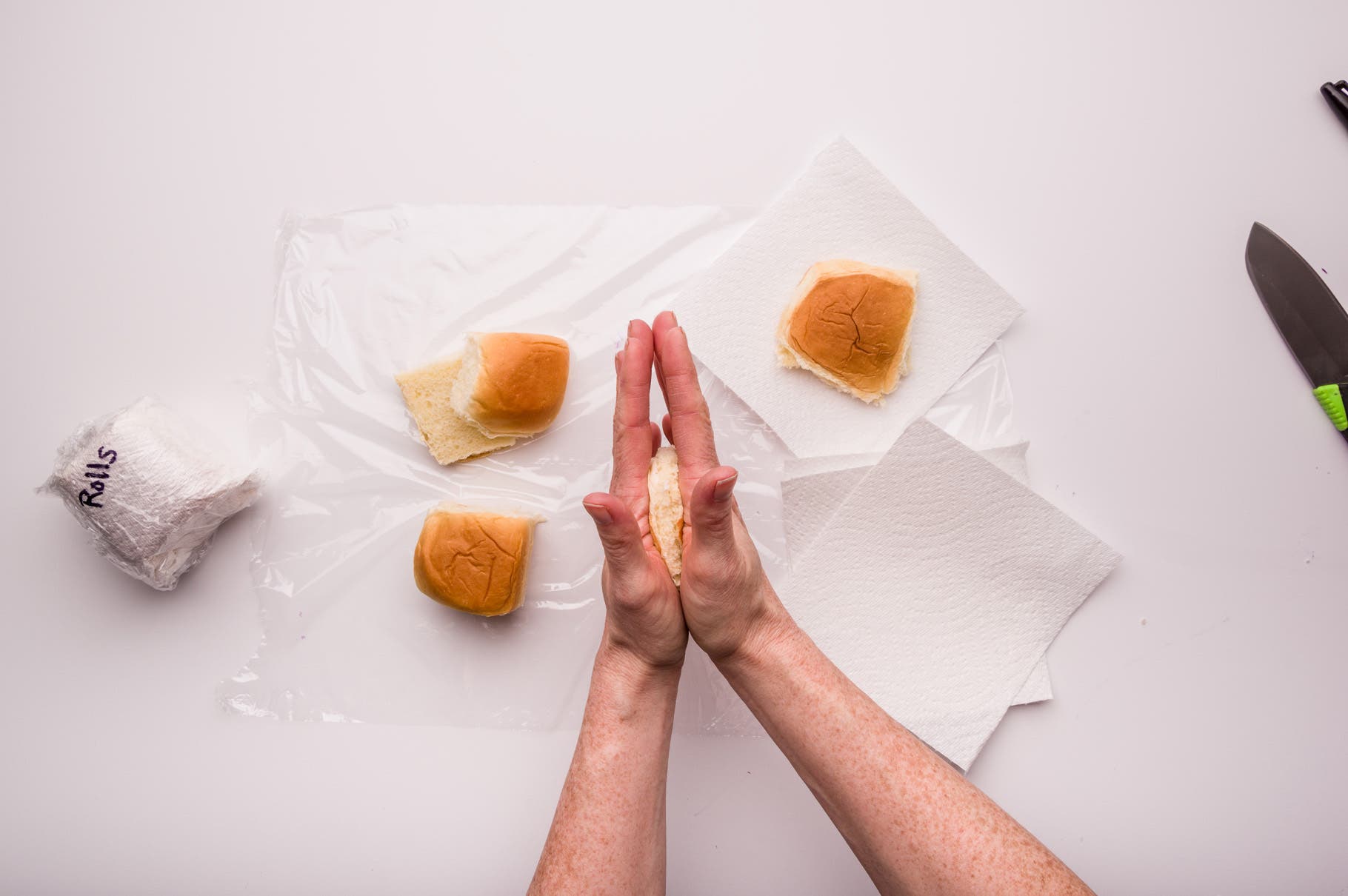 Barbecue Chicken Sliders: Step 2 At home Carefully separate, then compress each of 8 dinner rolls by smashing it with your hand (to make it more stable and packable). Wrap rolls in…