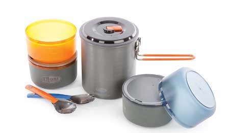 GSI Halulite Micro Dualist You get everything plus the kitchen sink with this kit—it actually includes a welded nylon stuffsack that holds water for washing dishes. The Micro…