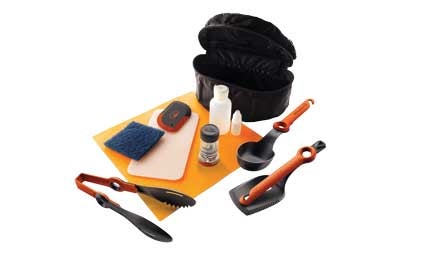 GSI Outdoors Crossover Kitchen Ideal for the backcountry gourmet, this handy set includes a small cutting board, various utensils, spice bottles, and even dish-washing implements.…