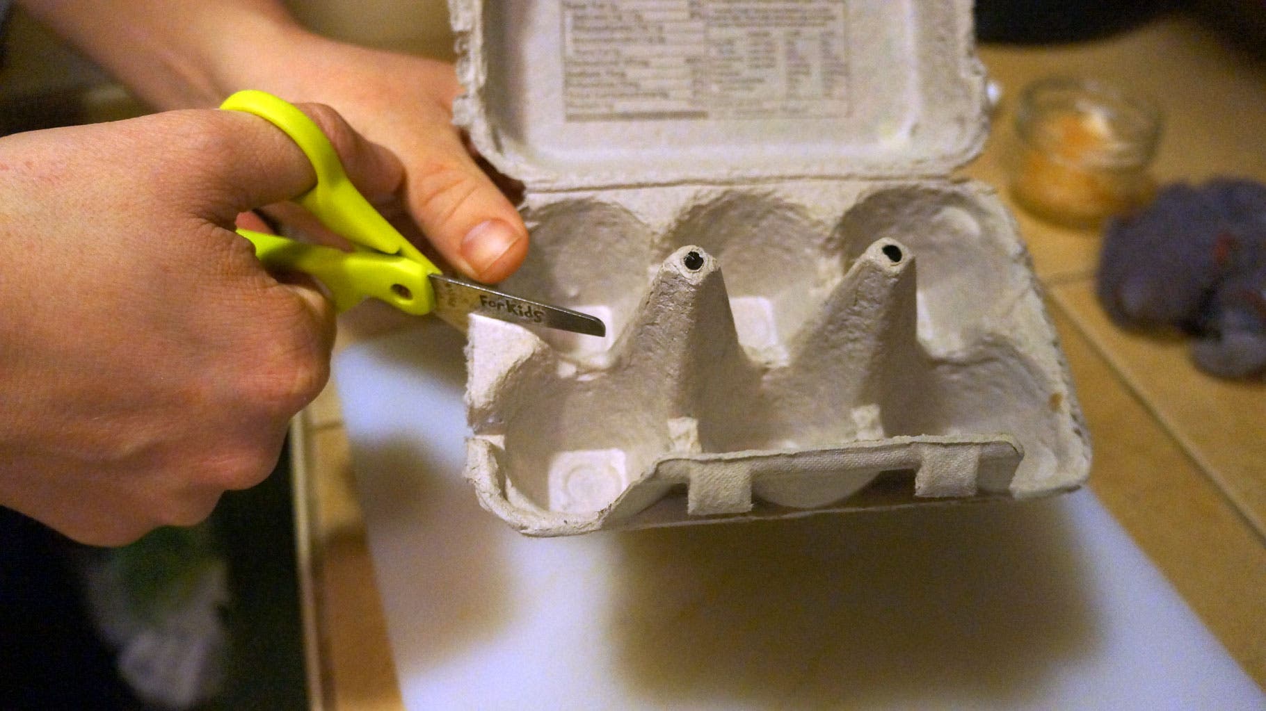 Make a Firestarter-Step 3 Cut a single cup from your egg crate.