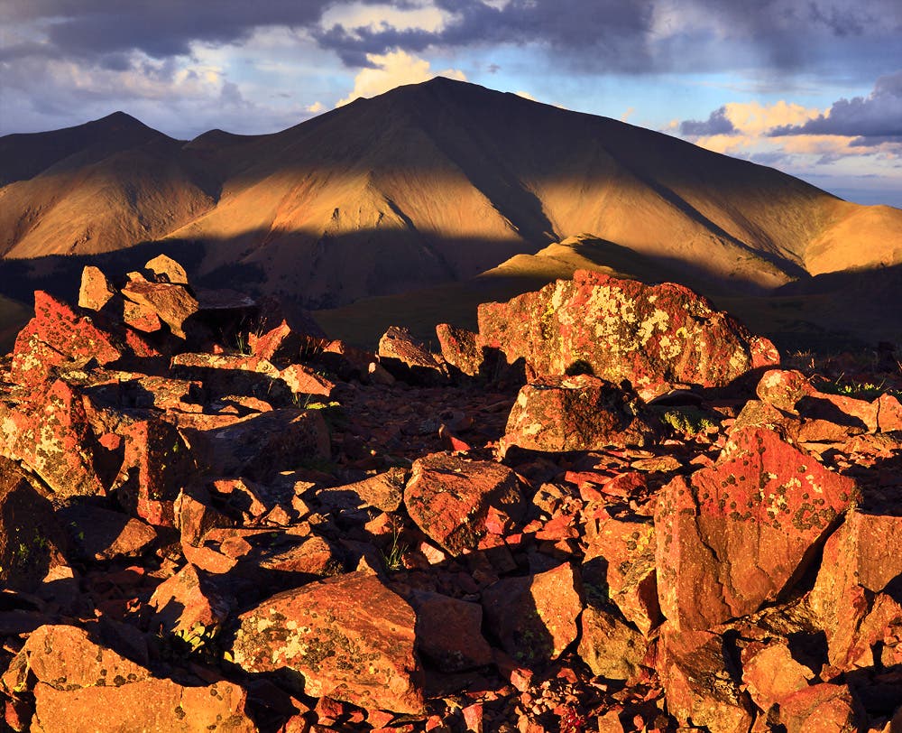 Sunset light on San Luis Peak, a remote \