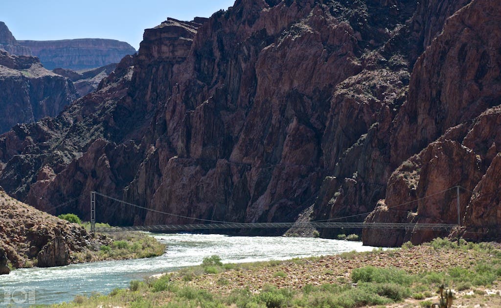 The Silver Suspension Bridge over the Colorado River that connects the River Trail with Phantom Ranch on the North Kaibab Trail.