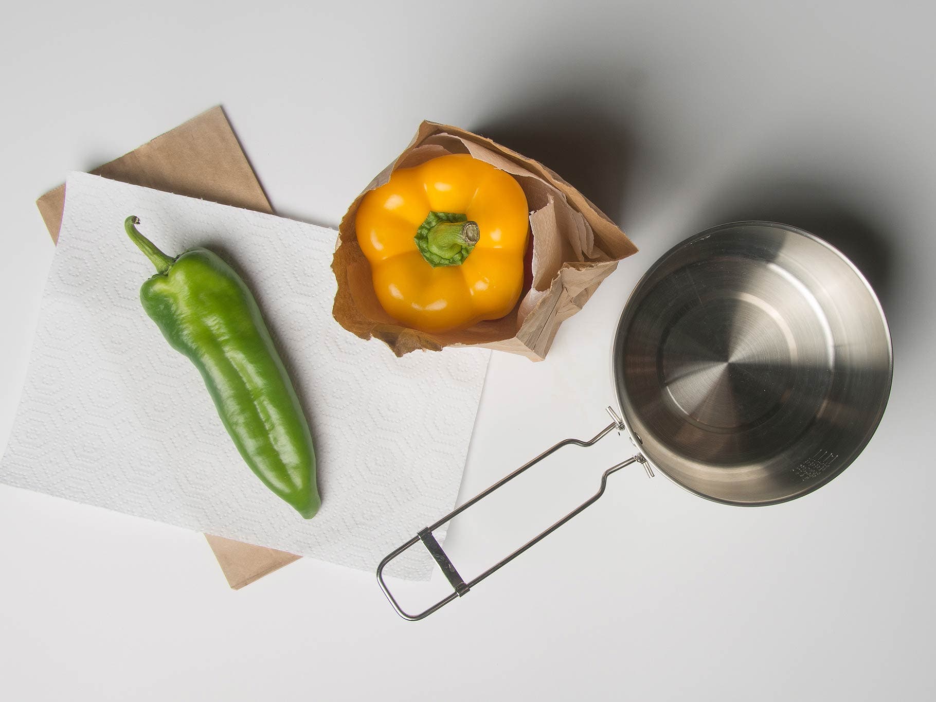 Bell Peppers or Anaheim Chiles Choose unblemished, heavy crisp looking peppers. Don’t wash them, as this removes the veggies’ protective cuticle. Wrap the peppers whole in a paper…