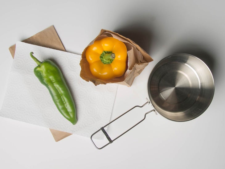 Choose unblemished, heavy crisp looking peppers. Don’t wash them, as this removes the veggies’ protective cuticle. Wrap the peppers whole in a paper…